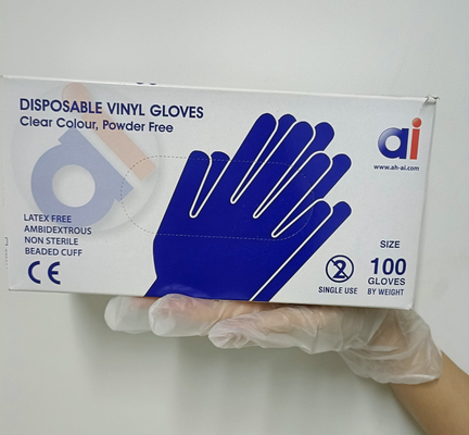 Smooth Powdered Vinyl Disposable Gloves Used In Food Processing