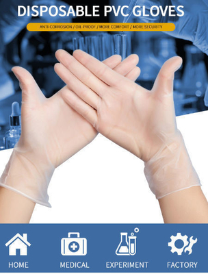 Industrial Clear Vinyl Gloves Latex Free Powder Free Food Safe Disposable Non-Sterile