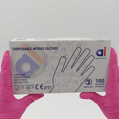 Disposable Colored Food Safety Powder Free Nitrile Gloves, Small