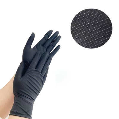 Factory Direct Diamond Textured Black Pure Nitrile Gloves Pockmark Nitrile Gloves Car Repair