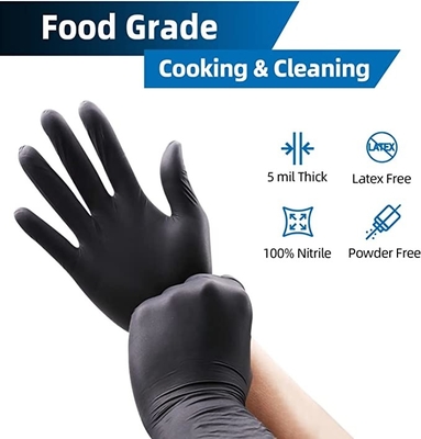 Heavy Duty Black Diamond Textured Nitrile Disposable Gloves Industrial
