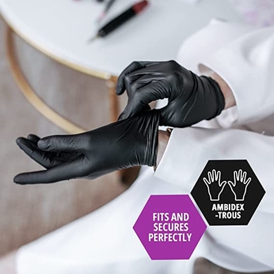 Black Powder Free Nitrile Gloves For Beauty Salon And Housework