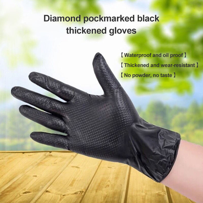 Multipurpose Diamond Textured Nitrile Gloves In Orange And Black