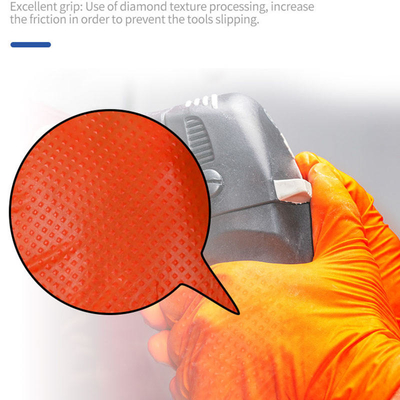 Industrial Gloves Heavy Duty Nitrile Work Gloves Powder Free Diamond Pattern