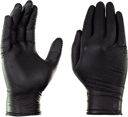 Disposable Diamond Textured Oil Grip Synthetic Nitrile Glove Orange Black Color Available