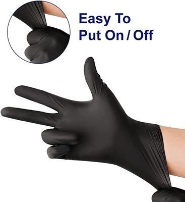 AI650 Nitrile Gloves Black Large Latex Free Textured Disposable Gloves, Mechanic Wearing, Cleaning