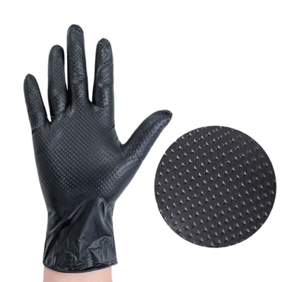 High Quality Thick Durable Oil Waterproof 6mil Black Orange Barbecue Pure Nitrile Gloves With Diamond Marking
