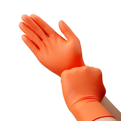 Exam Gloves Nitrile Powder Free Industry Diamond Orange
