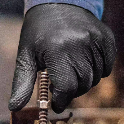8 Mil Nitrile Gloves Mechanic Diamond Texture Grip For Automotive