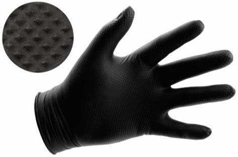 Mechanical Repair Machine 10mil Black Nitrile Vinyl Blend Gloves Diamond Pattern