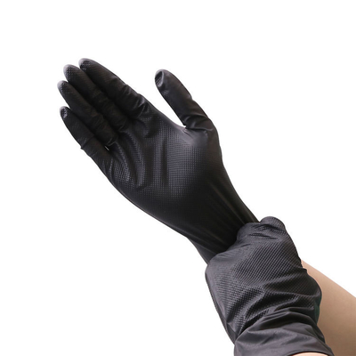 Diamond Black Nitrile Gloves Heavy Industrial 8 Gram For Repairing