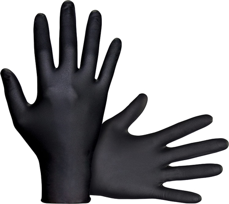 Safety Powder Free Examination Black Nitrile Gloves Sterilized