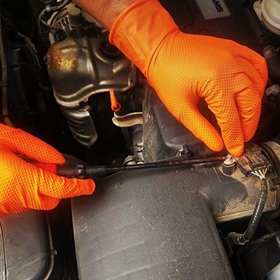 Disposable Work Diamond Textured Oil Grip Synthetic Nitrile Gloves Black Color