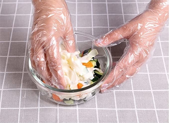 Clear Disposable Polyethylene Plastic Food Prep Gloves M Size