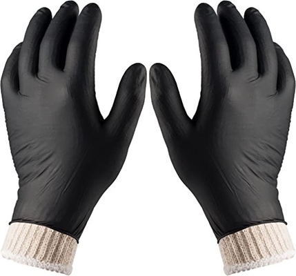 Disposable Washable Cotton Liners Powder And Latex Free Black Nitrile Gloves Large