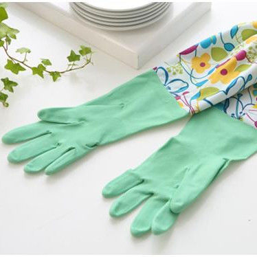 Reusable rubber gloves cotton lining / Color Industrial Rubber Gloves