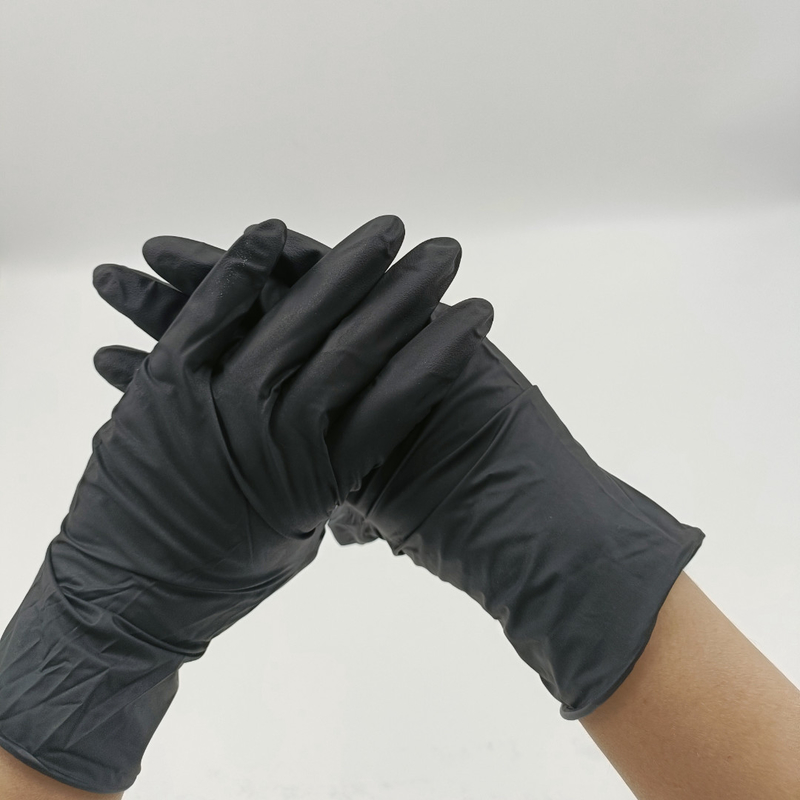 Heavy Duty Orange Black Diamond Textured 6 Mil Industrial-Strength Thickness Auto Parts Thicken Working Nitrile Gloves