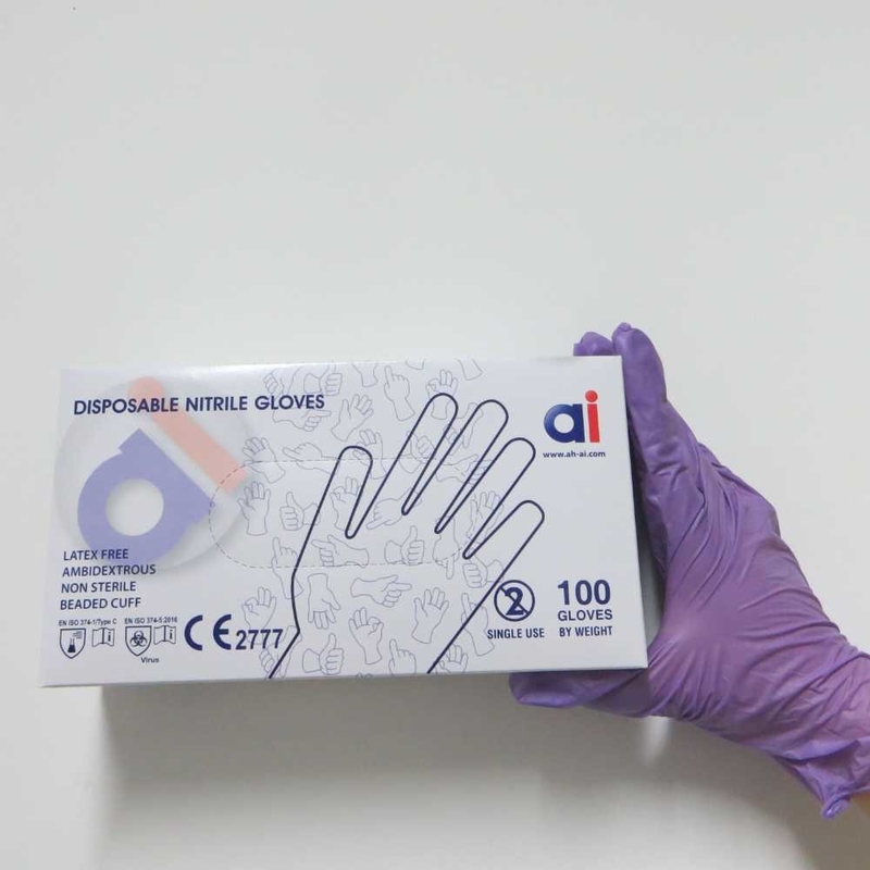 Disposable Waterproof Blue Purple Nitrile Powder Free Medical Protective Examination Gloves Nitrile Surgical Hand Gloves