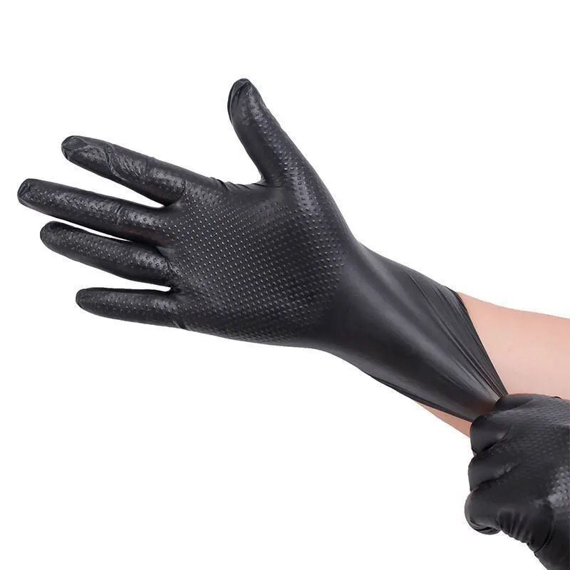Industrial Gloves Heavy Duty Nitrile Work Gloves Powder Free Diamond Pattern