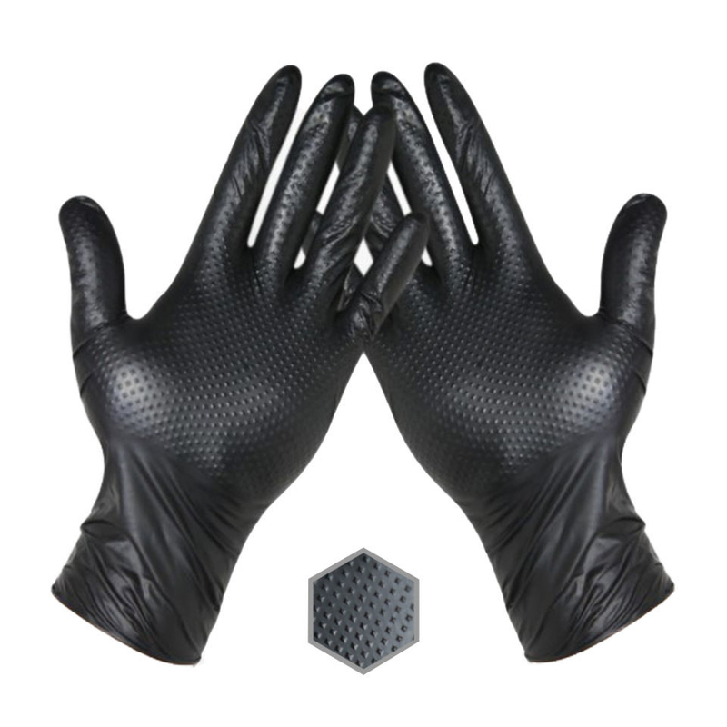 Industrial Gloves Heavy Duty Nitrile Work Gloves Powder Free Diamond Pattern