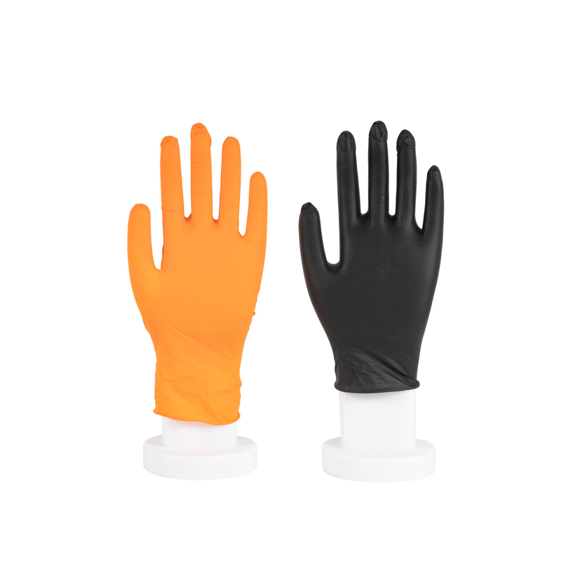 Diamond Textured Black Yellow Nitrile Examination Glove Heavy Duty