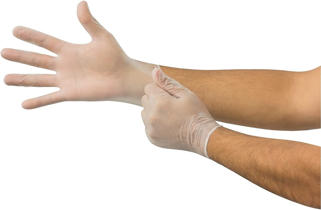 Disposable Natural Clear Smooth Touch Vinyl Gloves For Food Prep & Handling
