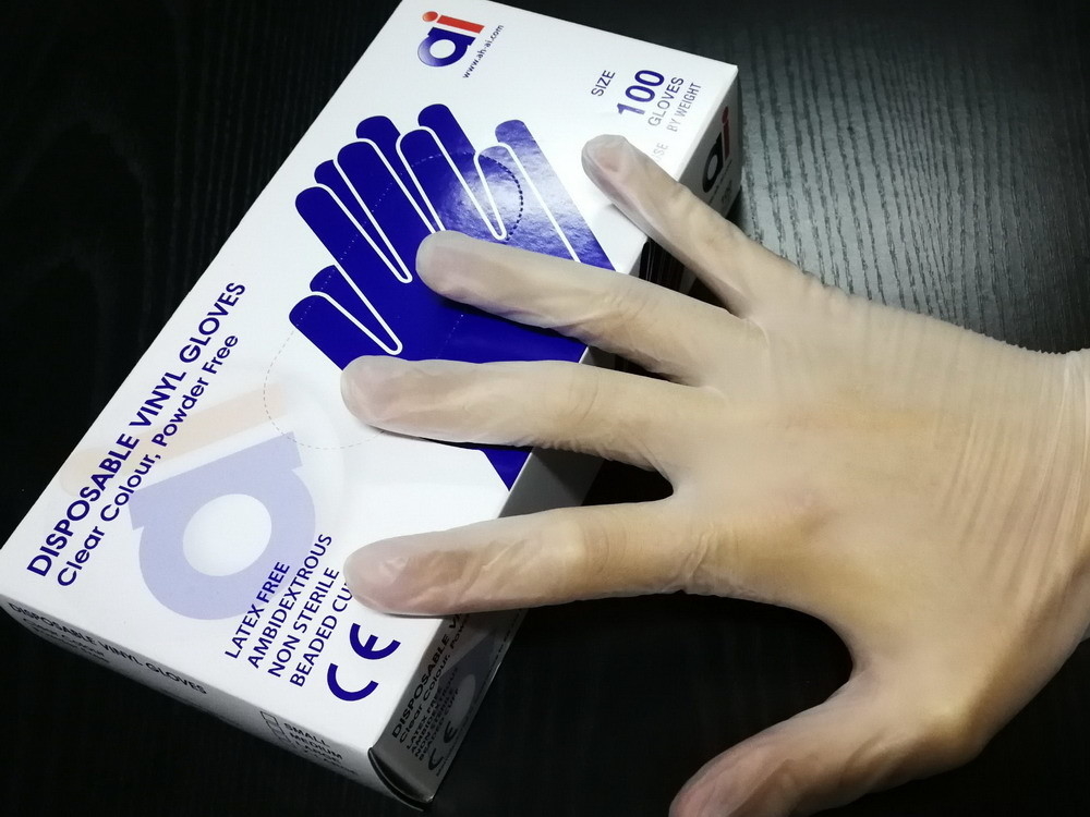 AI Clear Vinyl Exam Gloves Latex Free Disposable Medical Powder Free 4 Mil