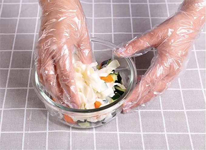 Clear Disposable Polyethylene Plastic Food Prep Gloves M Size