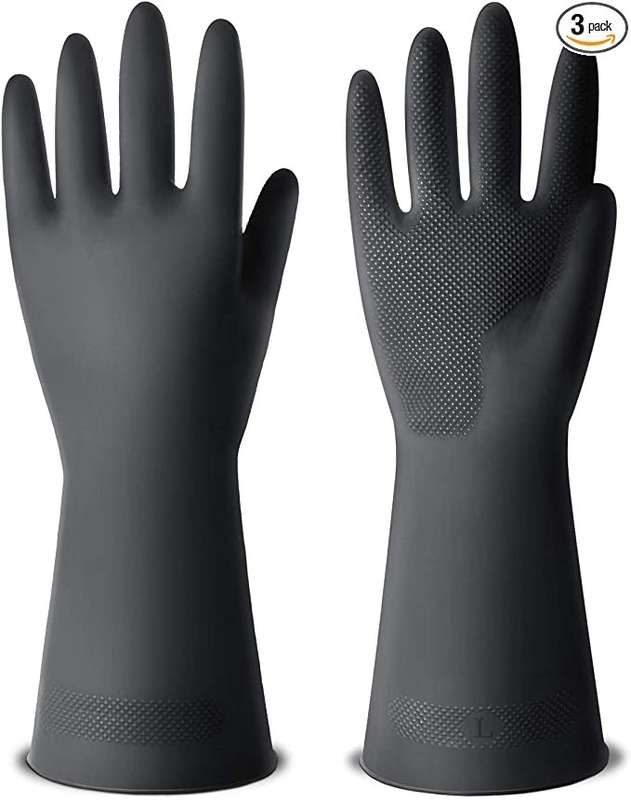 3 Pairs Reusable Latex Dishwashing Gloves For Housework Kitchen Bathroom Large