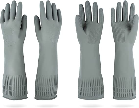 Long Rubber Gloves For Dishwashing Large Gray Medium Waterproof