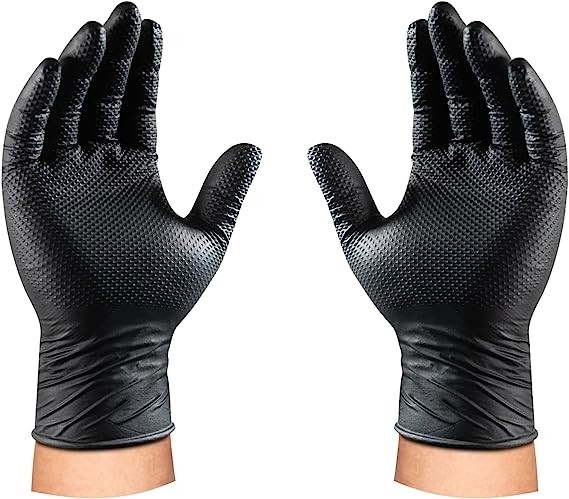 Nitrile Disposable Latex Free Heavy Duty Rubber Gloves With Diamond Texture