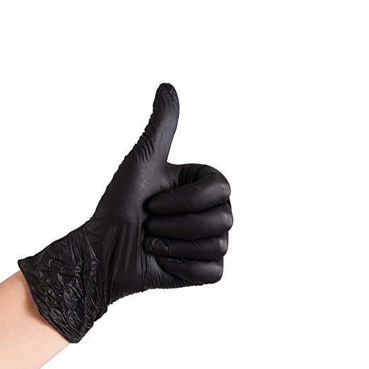 Disposable Nitrile Small Black Medical Exam Gloves Powder Free