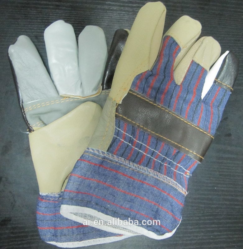 Driving gloves / Leather Work Gloves / Split Leather Design Safety Gloves Fits