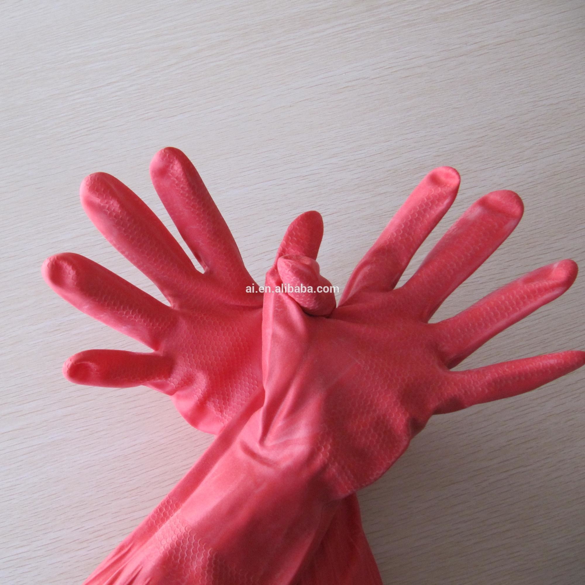 Household Natural Rubber Latex Glove/long orange rubber glove